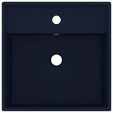 Vidaxl wastafel met overloop vierkant 41x41cm keramiek mat donkerblauw