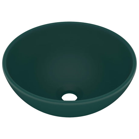 Vidaxl Washbeasin rund 32,5 x 14 cm Keramikmatte dunkelgrün