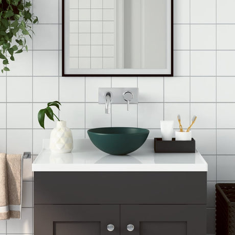 Vidaxl Washbeasin rund Keramik dunkelgrün