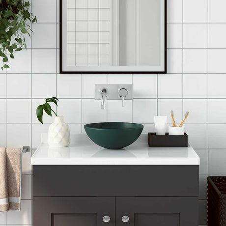 Vidaxl Washbeasin rund Keramik dunkelgrün