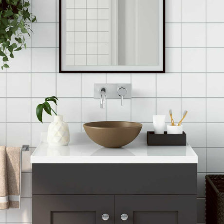 Vidaxl Washbeer rund Keramikmatcream