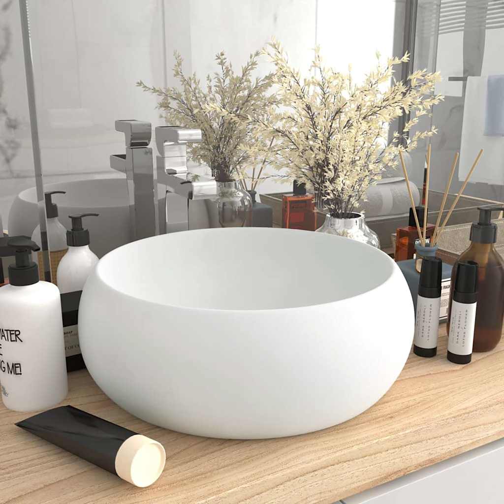 VIDAXL WASHBAIN Um 40x15 cm Keramikmatte weiß