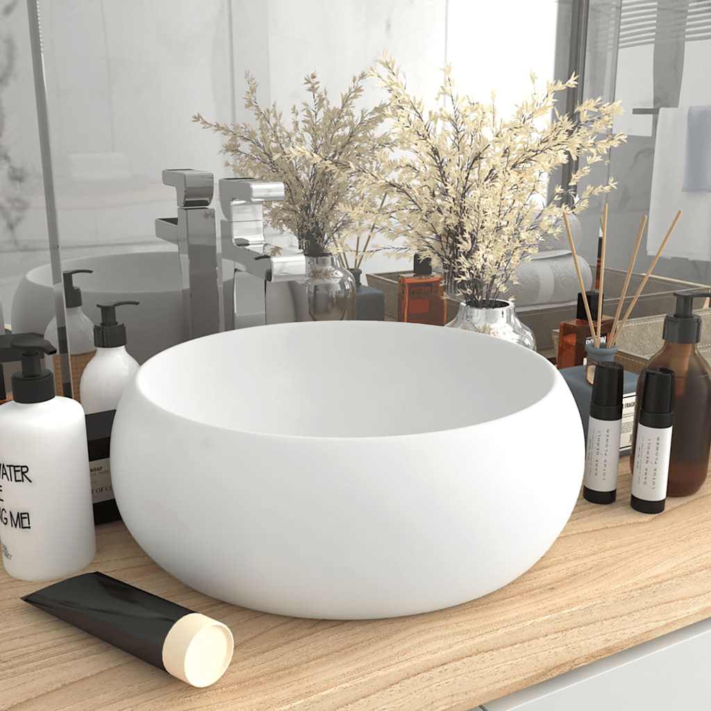 VIDAXL WASHBAIN Um 40x15 cm Keramikmatte weiß