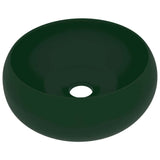 Vidaxl Washbeasin rund 40x15 cm Keramikmatte dunkelgrün