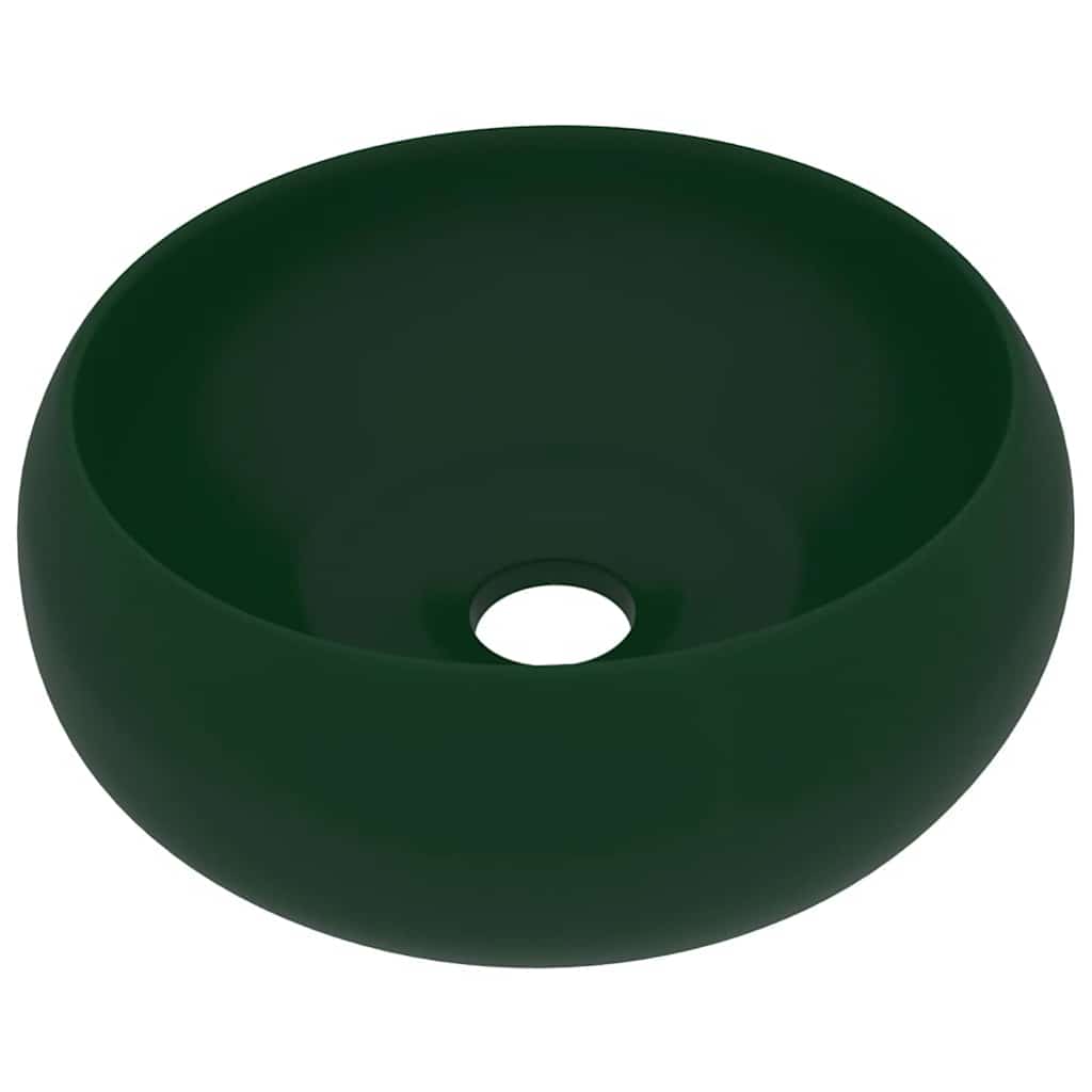 Vidaxl Washbeasin rund 40x15 cm Keramikmatte dunkelgrün