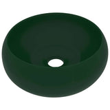 Vidaxl Washbeasin rund 40x15 cm Keramikmatte dunkelgrün