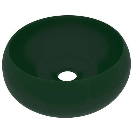 Vidaxl Washbeasin rund 40x15 cm Keramikmatte dunkelgrün