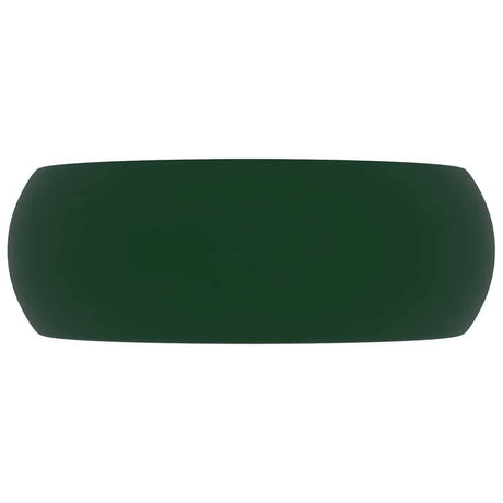 Vidaxl Washbeasin rund 40x15 cm Keramikmatte dunkelgrün