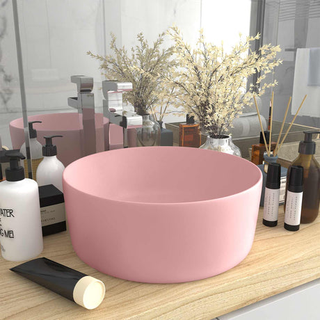 Vidaxx Waschbecken rund 40x15 cm Keramik matt rosa