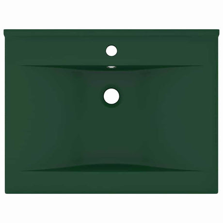 VIDAXL WASHBAIN mit TAP -Loch 60x46 cm Keramik Matt Dunkelgrün