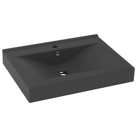 VIDAXL WASHBAIN mit TAP -Loch 60x46 cm Keramik Matt Dunkelgrau
