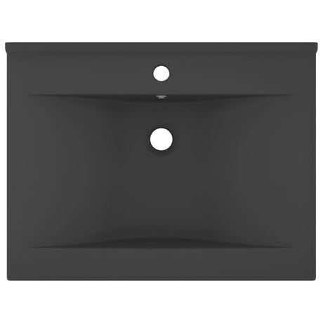 VIDAXL WASHBAIN mit TAP -Loch 60x46 cm Keramik Matt Dunkelgrau