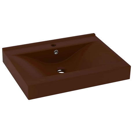 Vidaxl -Waschbecken mit Tap -Loch 60x46 cm Keramik Matt Dunkelbraun
