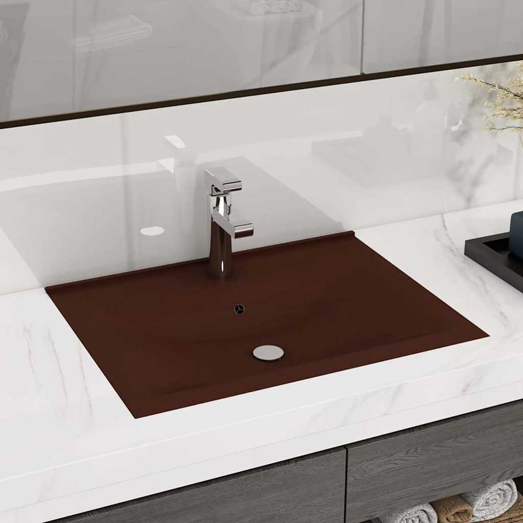 Vidaxl -Waschbecken mit Tap -Loch 60x46 cm Keramik Matt Dunkelbraun