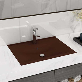 Vidaxl -Waschbecken mit Tap -Loch 60x46 cm Keramik Matt Dunkelbraun