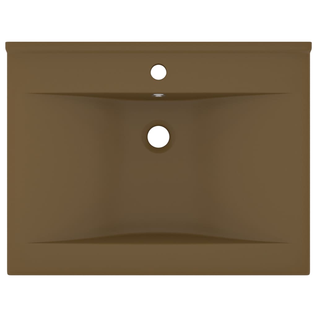 VIDAXL WASHBAIN mit TAP -Loch 60x46 cm Keramikmattencreme