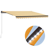 Vidaxl luifel manuell ausziehbar mit LED 400x300 cm gelb und weiß