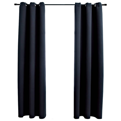 Vidaxl verduisteringsgordijnen met ringen 2 stuks zwart 97x213 cm stof