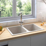 Vidaxl keukenwasbak beige 76 x 48 x 30 cm kwarts en hars