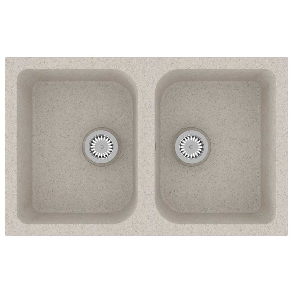 Vidaxl keukenwasbak beige 76 x 48 x 30 cm kwarts en hars
