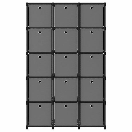 Vidaxl kast met 15 vakken met boxen 103x30x175,5 cm stof zwart