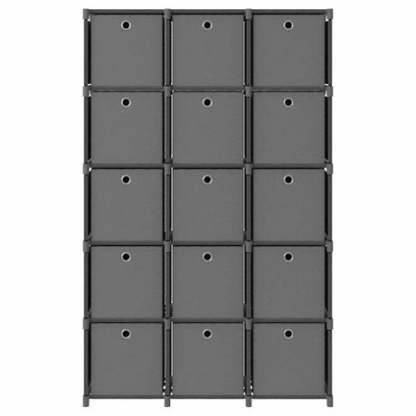 Vidaxl kast met 15 vakken met boxen 103x30x175,5 cm stof grijs