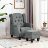 Vidaxl fauteuil met voetenbankje stof lichtgrijs