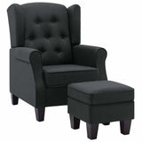 Vidaxl fauteuil met voetenbankje stof donkergrijs