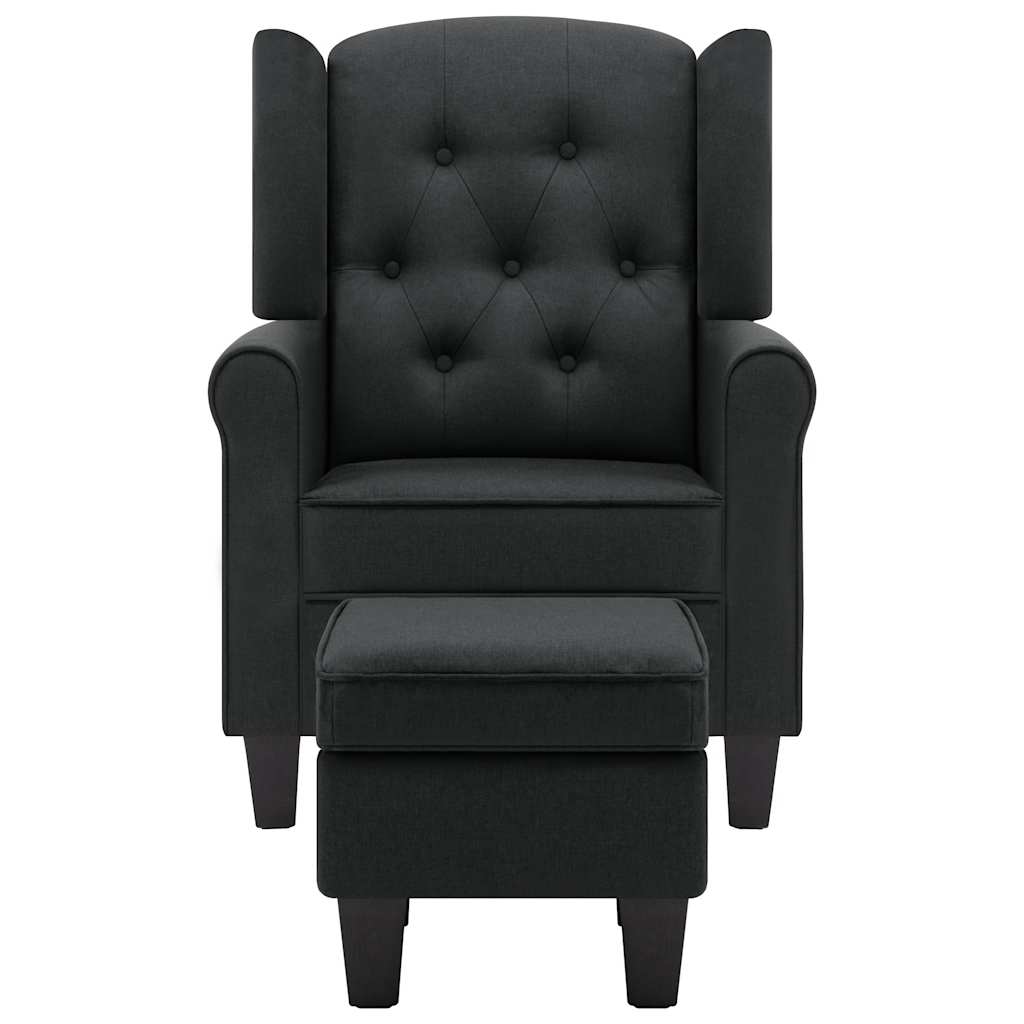 Vidaxl fauteuil met voetenbankje stof donkergrijs