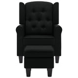 Vidaxl fauteuil met voetenbankje stof zwart