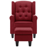 Vidaxl fauteuil met voetenbankje stof wijnrood