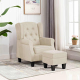 Vidaxl fauteuil met voetenbankje stof crèmekleurig