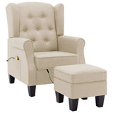 Vidaxl massagestoel met voetenbankje stof crèmekleurig