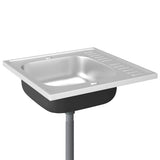 VIDAXL -Spüle mit Abflusssatz 600x600x155 mm Edelstahl Silber