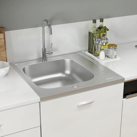 Vidaxx Spüle mit Ablaufgarnitur 600x600x155 mm Edelstahl silber
