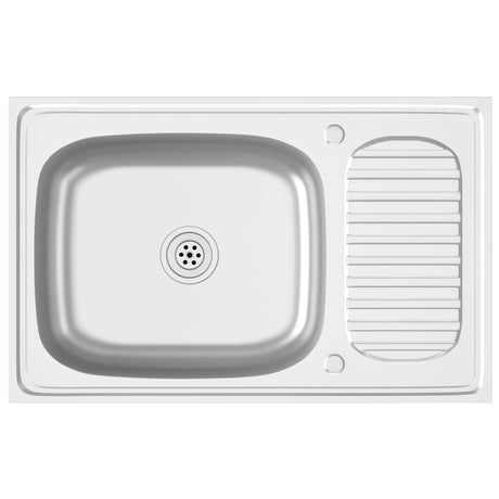 Vidaxx Spüle mit Ablaufgarnitur 800x500x155 mm Edelstahl silber