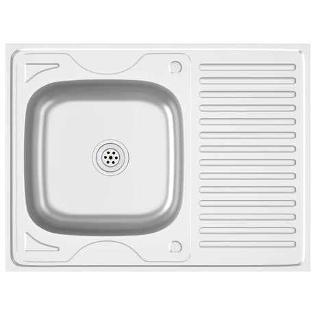 VIDAXL -Spüle mit Abflusssatz 800x600x155 mm Edelstahl Silber