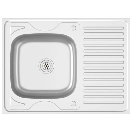 Vidaxx Spüle mit Ablaufgarnitur 800x600x155 mm Edelstahl silber