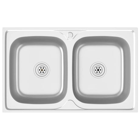 Vidaxx Spüle Doppelwaschbecken 800x500x155 mm Edelstahl silber