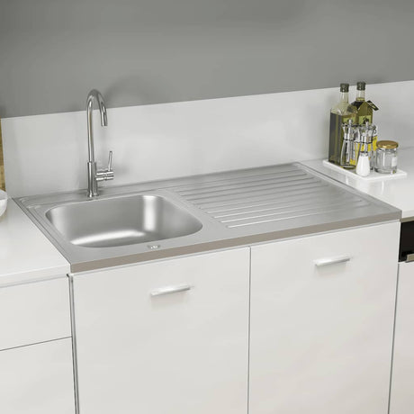 Vidaxx Spüle mit Ablaufgarnitur 1000x600x155 mm Edelstahl silber