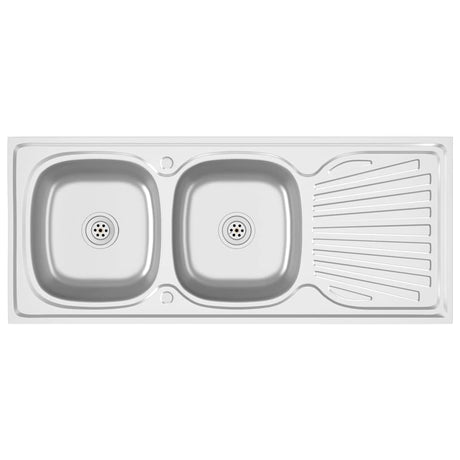Vidaxl Spüle Doppelbox 1200x600x155 mm Edelstahl Silber