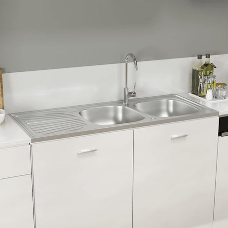 Vidaxl Spüle Doppelbox 1200x600x155 mm Edelstahl Silber