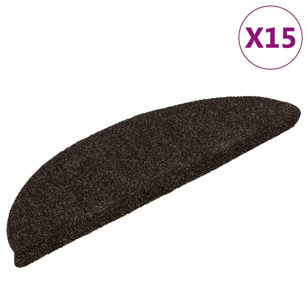Vidaxl Treppenmatten Selbstadhäsiv 15 Teile 56x17x3 cm dunkelbraune Hemisphäre