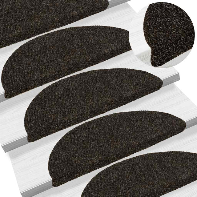 Vidaxl Treppenmatten Selbstadhäsiv 15 Teile 56x17x3 cm dunkelbraune Hemisphäre