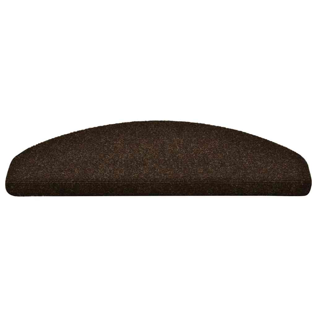 Vidaxl -Treppenmatten selbstadhäsiv 15 Stücke 65x21x4 cm braune halbrunde groß