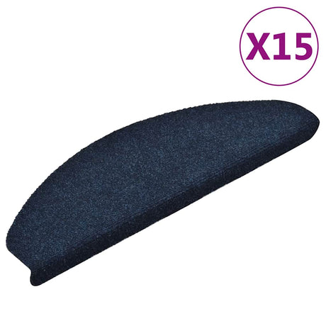 Vidaxl Treppenmatten Selbstadhäsiv 15 Stücke 65x21x4 cm dunkelblau halbgebunden