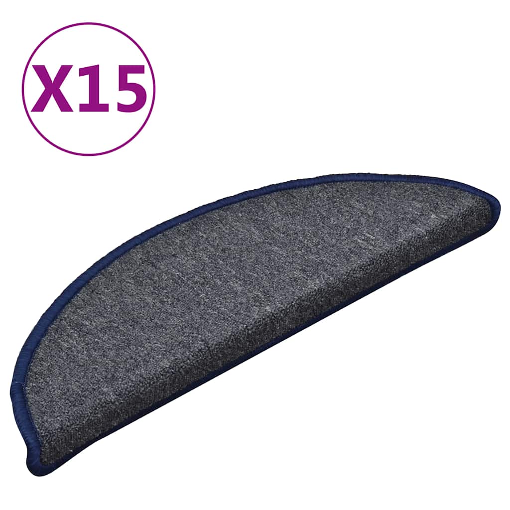 Vidaxl -Treppenmatten 15 ST 56x17x3 cm dunkelgrau und blaues Hemisphäre