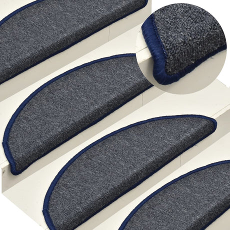 Vidaxl -Treppenmatten 15 ST 56x17x3 cm dunkelgrau und blaues Hemisphäre