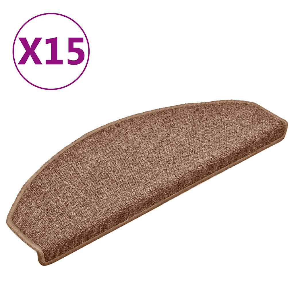 Vidaxl -Treppenmatten 15 ST 65x24x4 cm Brown Semi -Rounds groß