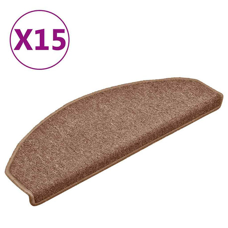 Vidaxl -Treppenmatten 15 ST 65x24x4 cm Brown Semi -Rounds groß